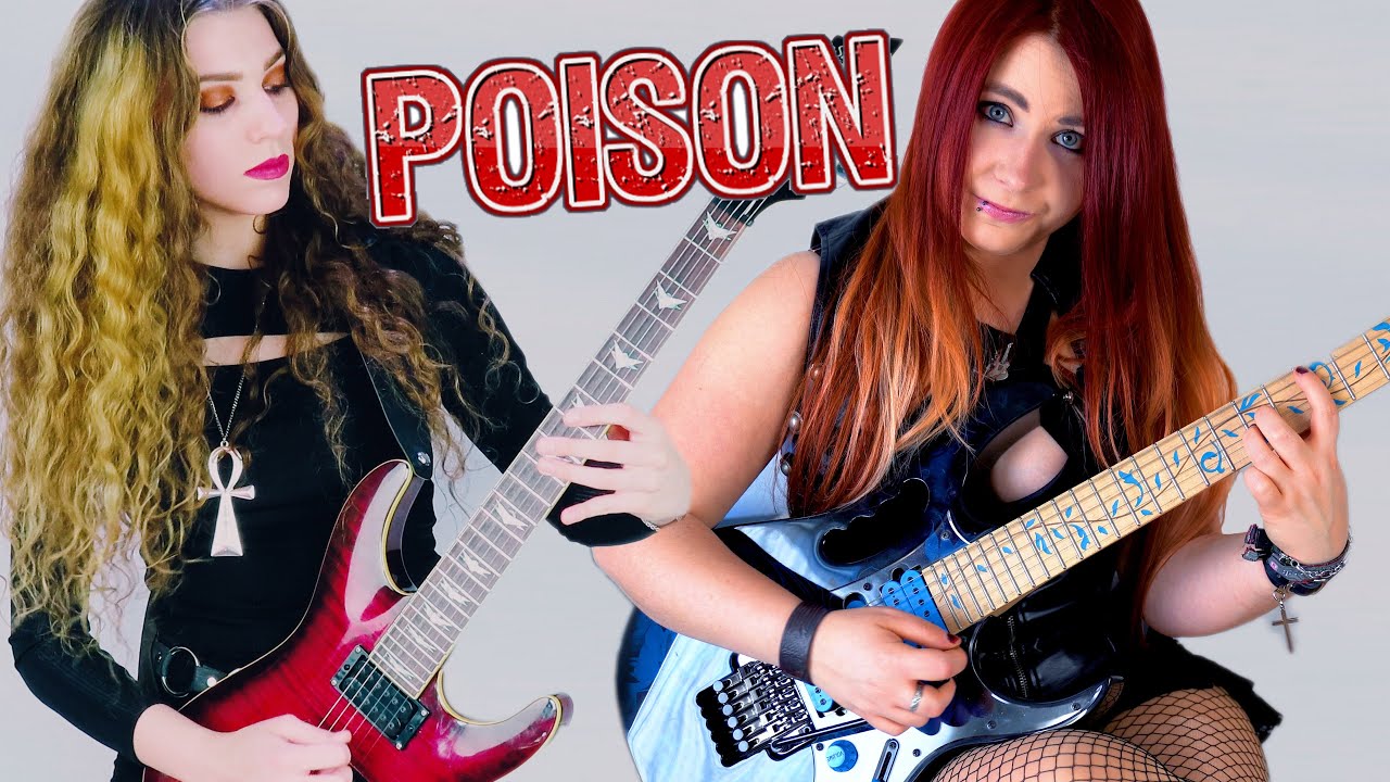 ALICE COOPER - Poison | Guitar Cover + SOLO by Jassy J & Sonia Anubis (2020)