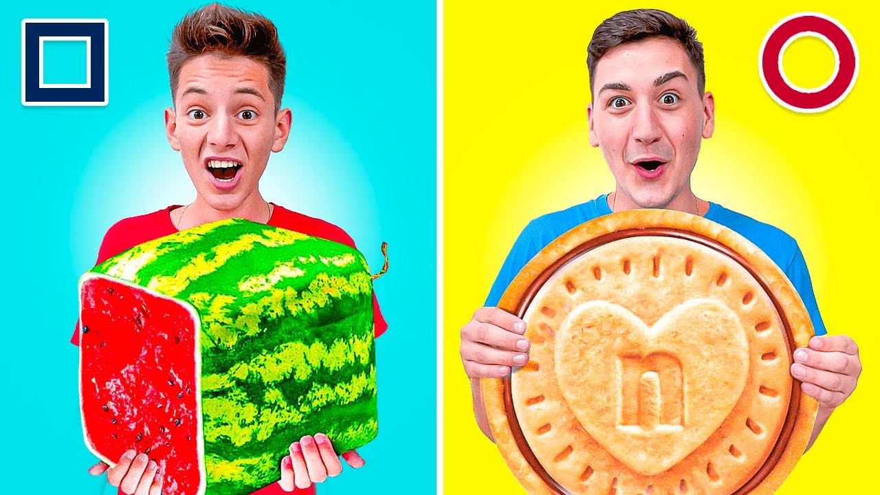 SFIDA del CIBO di UNA FORMA GEOMETRICA! 🍊 Sfide Divertenti su Cap e Kazu