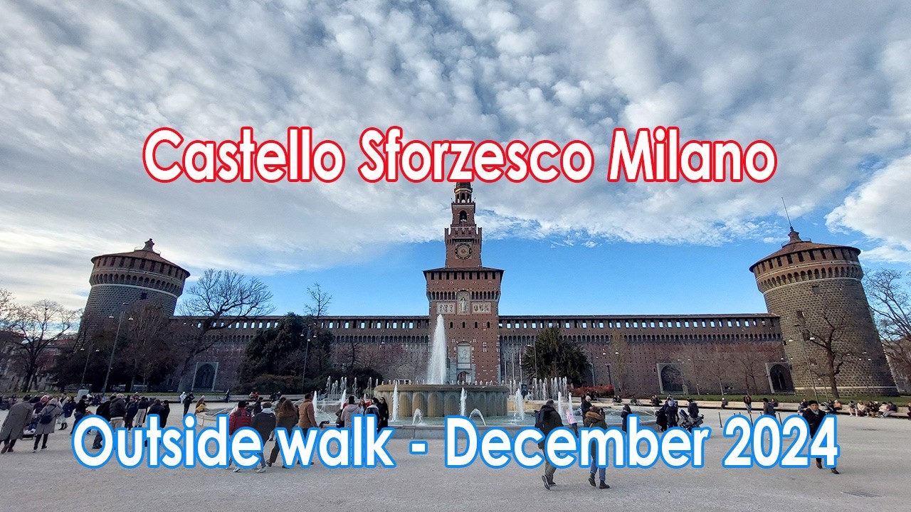 Sforza Castle Milan outside walk december