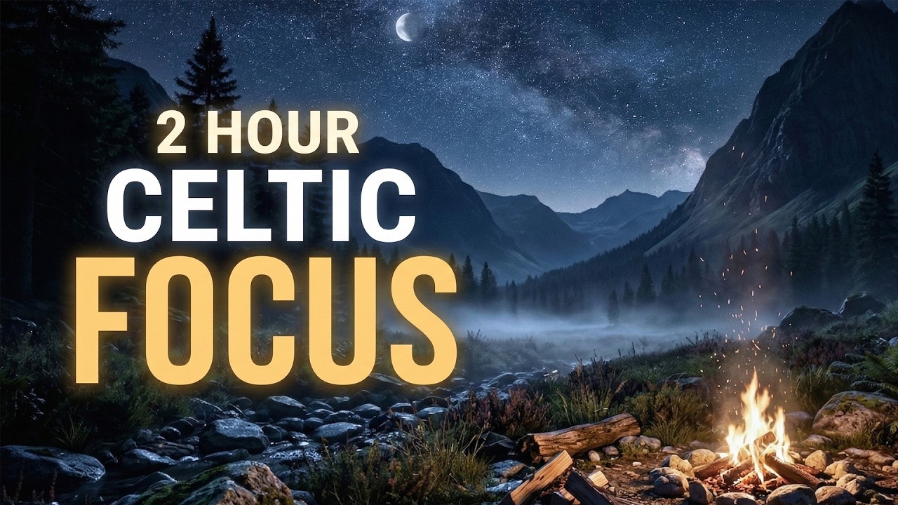 2 Hour Focus Music | Celtic Campfire Night Ambience for Deep Work
