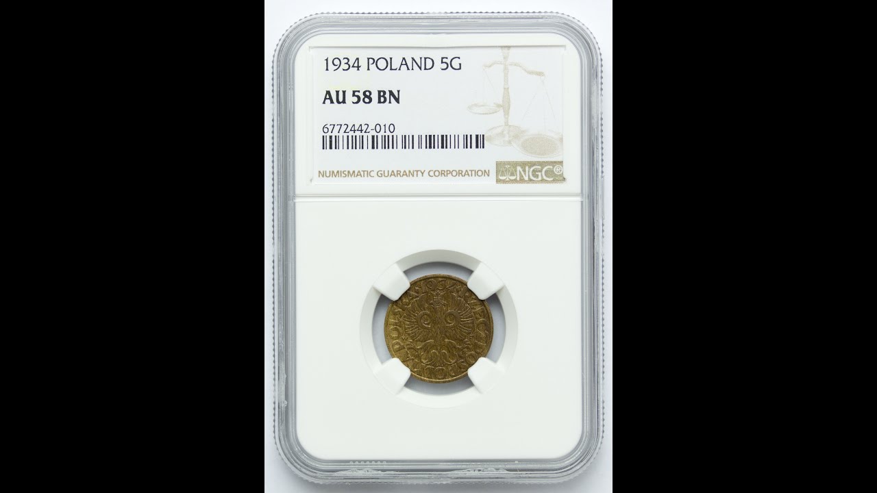 Polska, II RP, 5 groszy 1934, NGC AU58 BN, NAJRZADSZY ROCZNIK (17287422804)