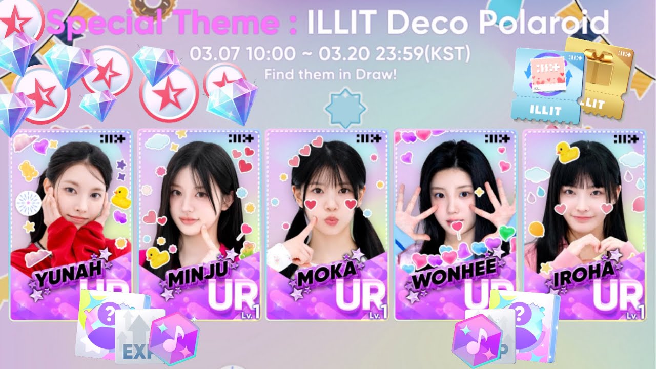 [rhythm hive] ❗️SPECIAL THEME: spending 3.4k gems on illit ‘deco polaroid’ 🎀 + the play-it event ▶️