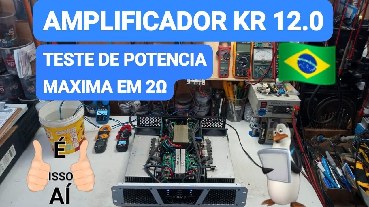 AMPLIFICADOR KR SLIM 12.0 2Ω 👉🏼 TESTE DE POTÊNCIA MÁXIMA EM 2Ω
