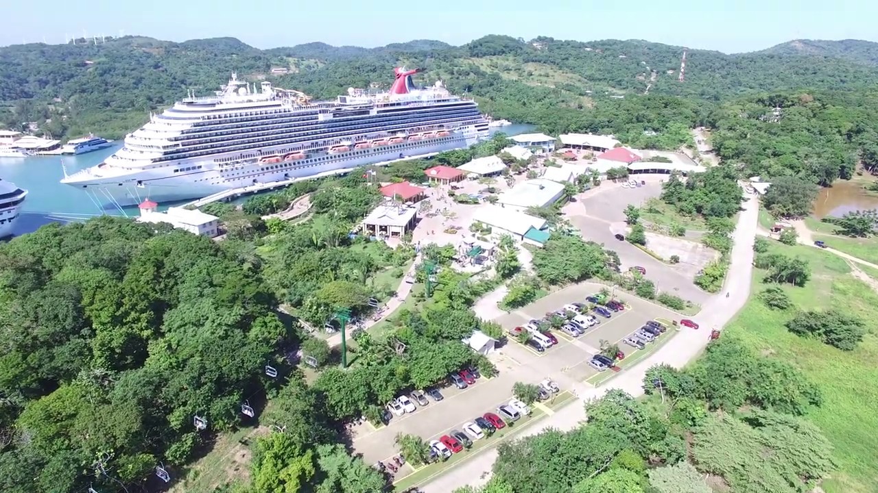 Mahogany Bay Roatan - Honduras - Carnival Magic Cruise - 4K Drone - Dec 17 2015
