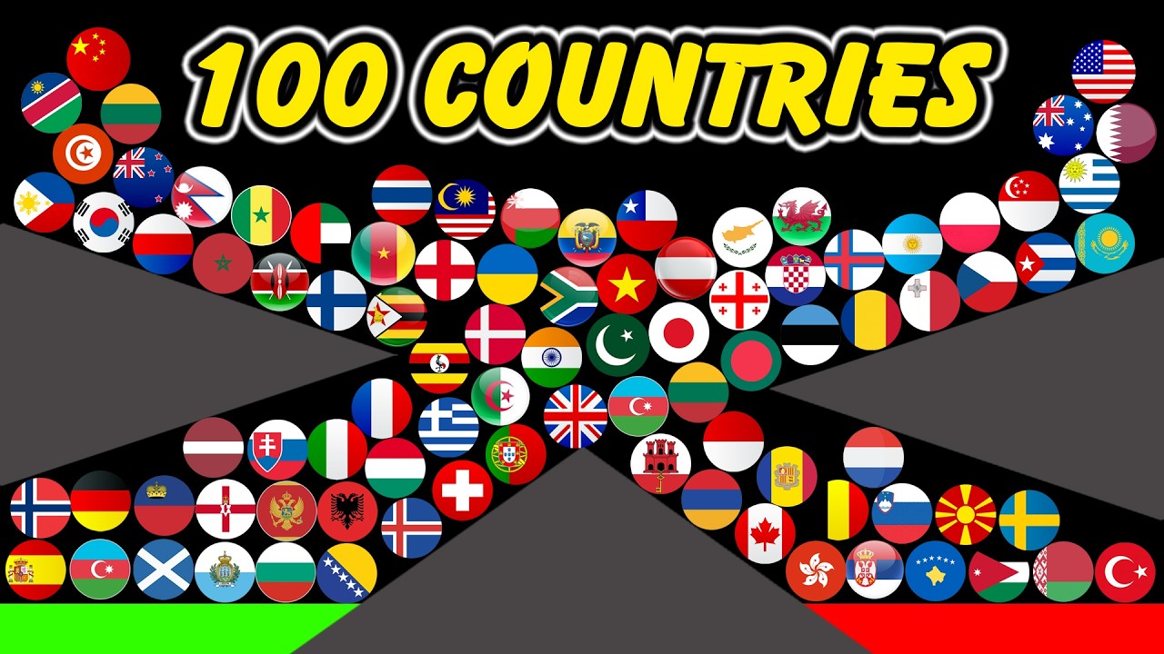 Только ОДИН Чемпион🏆 !! Гонка мраморных шариков Algodoo: 100 стран - 6-й раунд