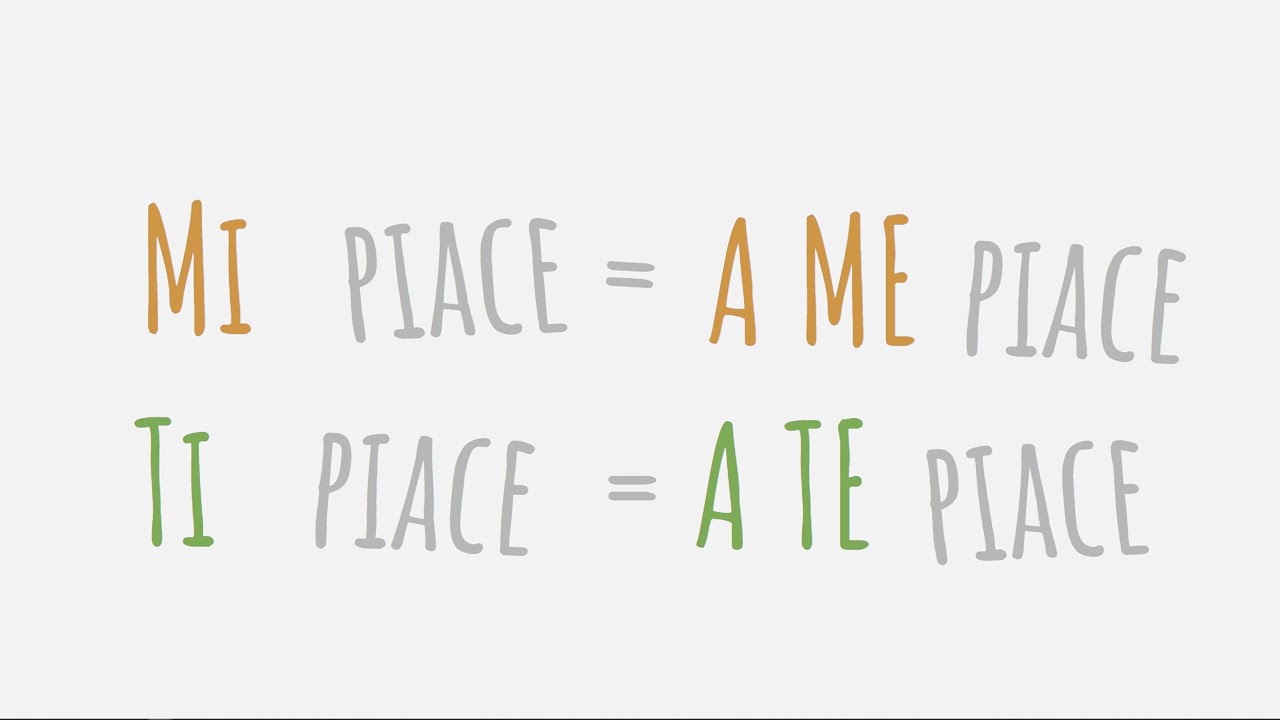 MI PIACE TI PIACE pronomi indiretti Italiano livello A1 - I like You like in italian