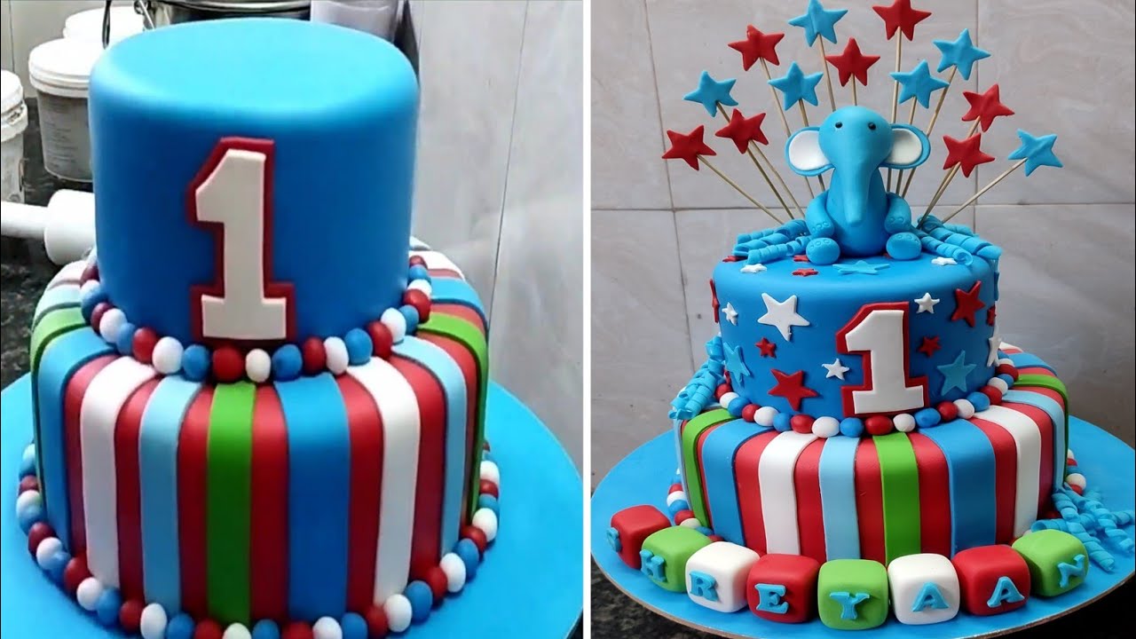 1st Birthday Two Step Fondant Cake Recipe |Elephant 1st Birthday Cake |Birthday Animal cake Design