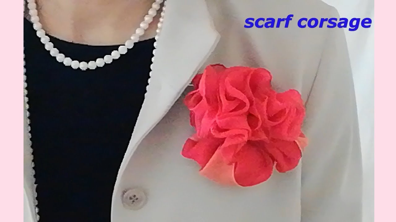 ♥【スカーフの巻き方】スカーフコサージュ！how to wear a scarf as a corsage