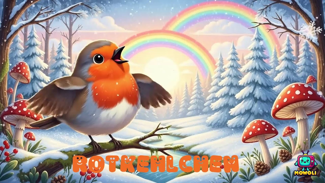 ROTKEHLCHEN IM SCHNEE ❄️ Einwort-Kinderlied 🌈 MOWOLI Kindermusik