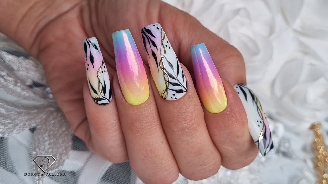 Tropical summer ombre nails. How to Create Ombre Nails with Gel Polish step by step nail tutorial