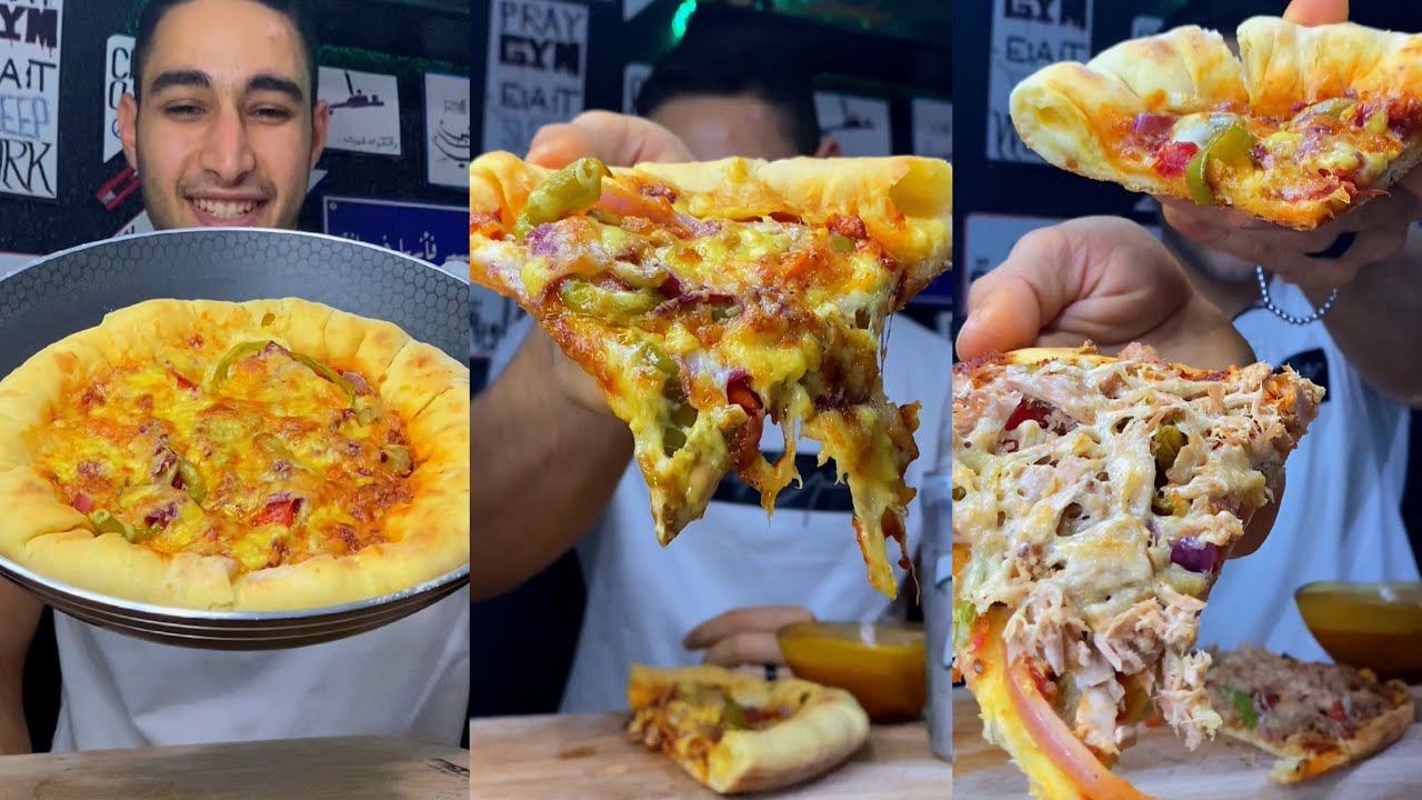 اسرع بيتزا طاسة باسهل واطعم طريقة 🔥🍕🍳