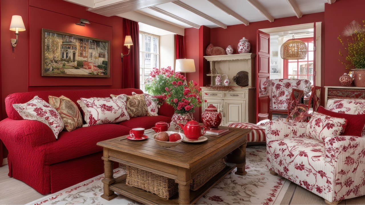 Perfect Red & White English Cottage Tour 🌹 | Romantic Shabby Chic Vintage Home Decor