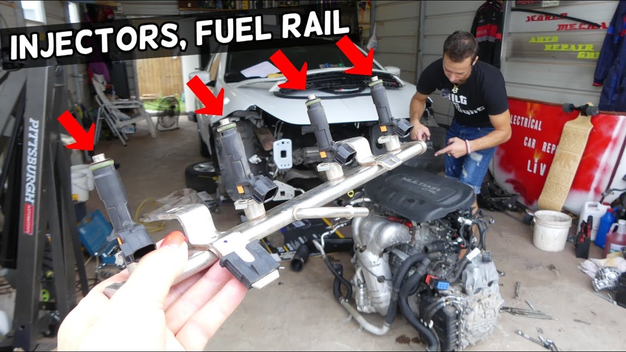 FUEL INJECTOR REPLACEMENT REMOVAL DODGE DART. FUEL RAIL REPLACEMENT