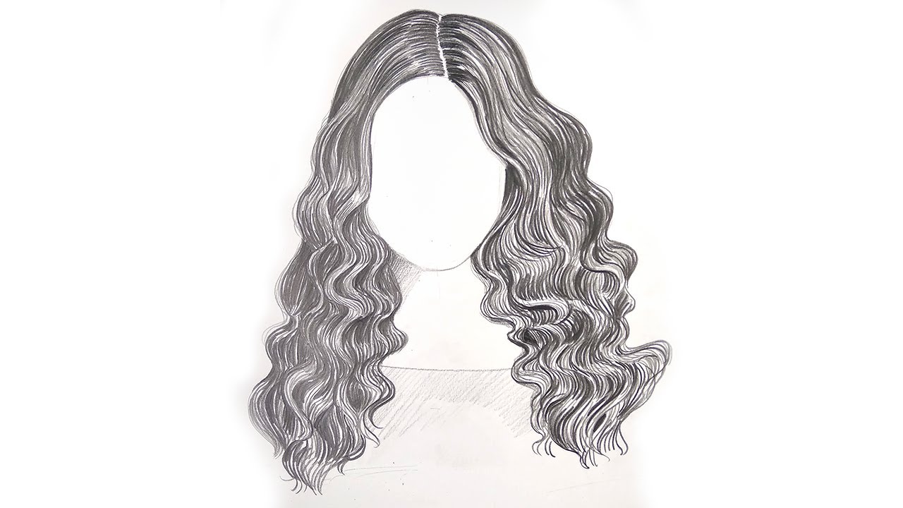 How to Draw Long Curly Hair : Step by Step | A girl with beautiful hair Pencil Sketch drawing