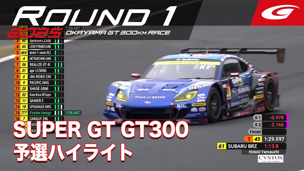 【SUPER GT Rd.1 OKAYAMA】GT300 予選ハイライト