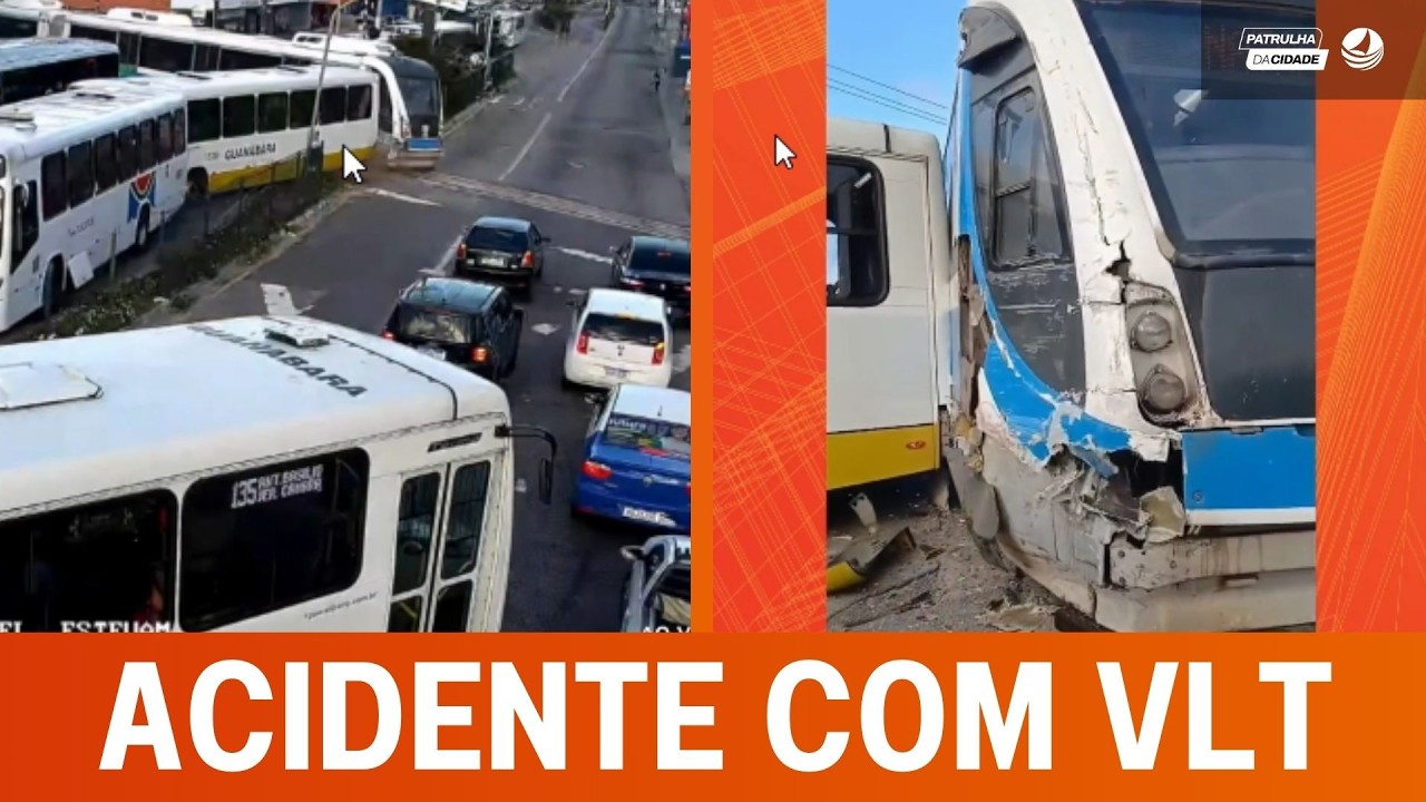Acidente entre VLT, ônibus e ambulância complica o trânsito na Nevaldo Rocha