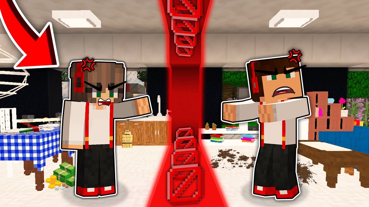 NASZ DOM ZOSTAŁ PODZIELONY NA PÓŁ CZERWONĄ LINIĄ W MINECRAFT?! GPLAY & LUMI