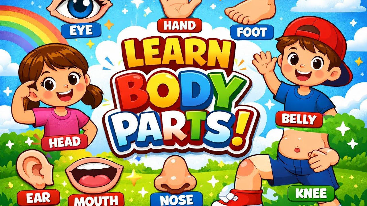Body parts name for kids | 10 body parts name | Body parts name with picture and sound 