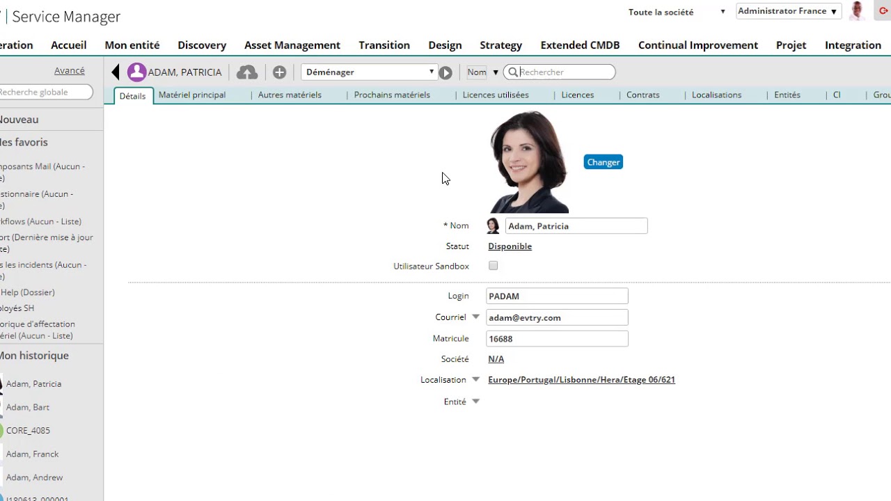 EVSM - Reporting des materiels ayant appartenu à un employé archivé