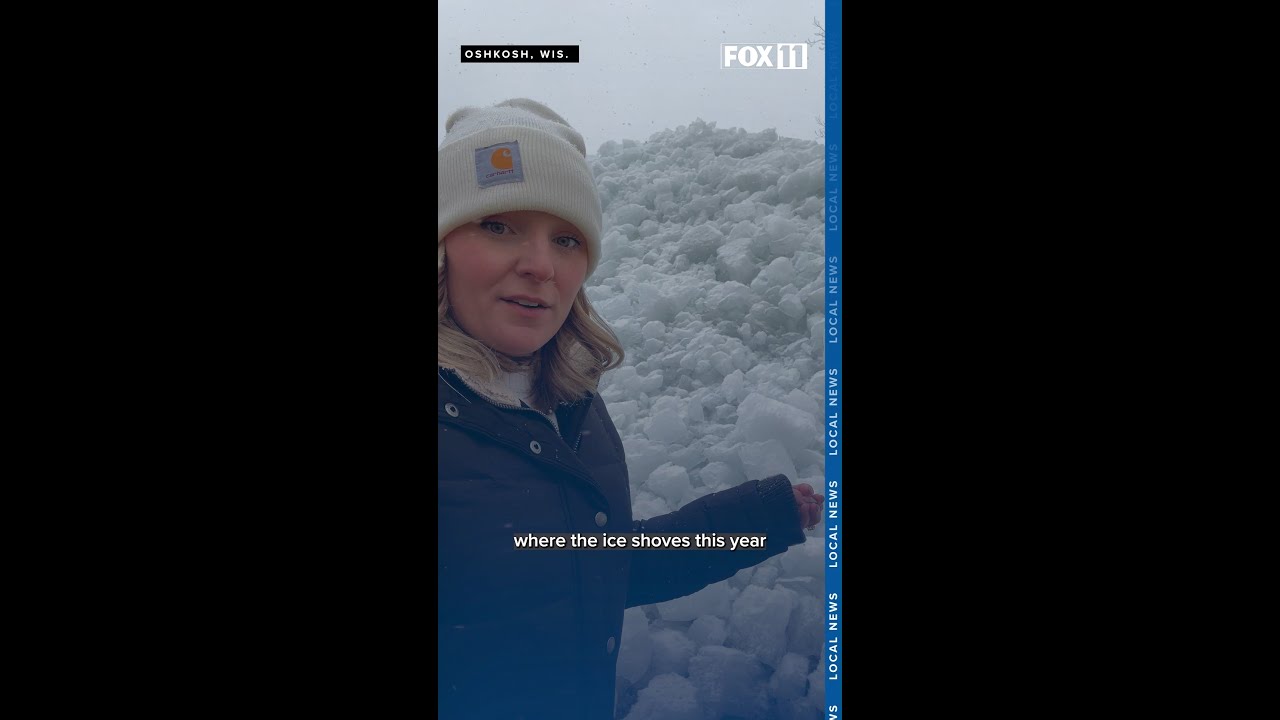 Ледяные глыбы накапливаются и угрожают домам вдоль озера Виннебаго в Ошкоше.