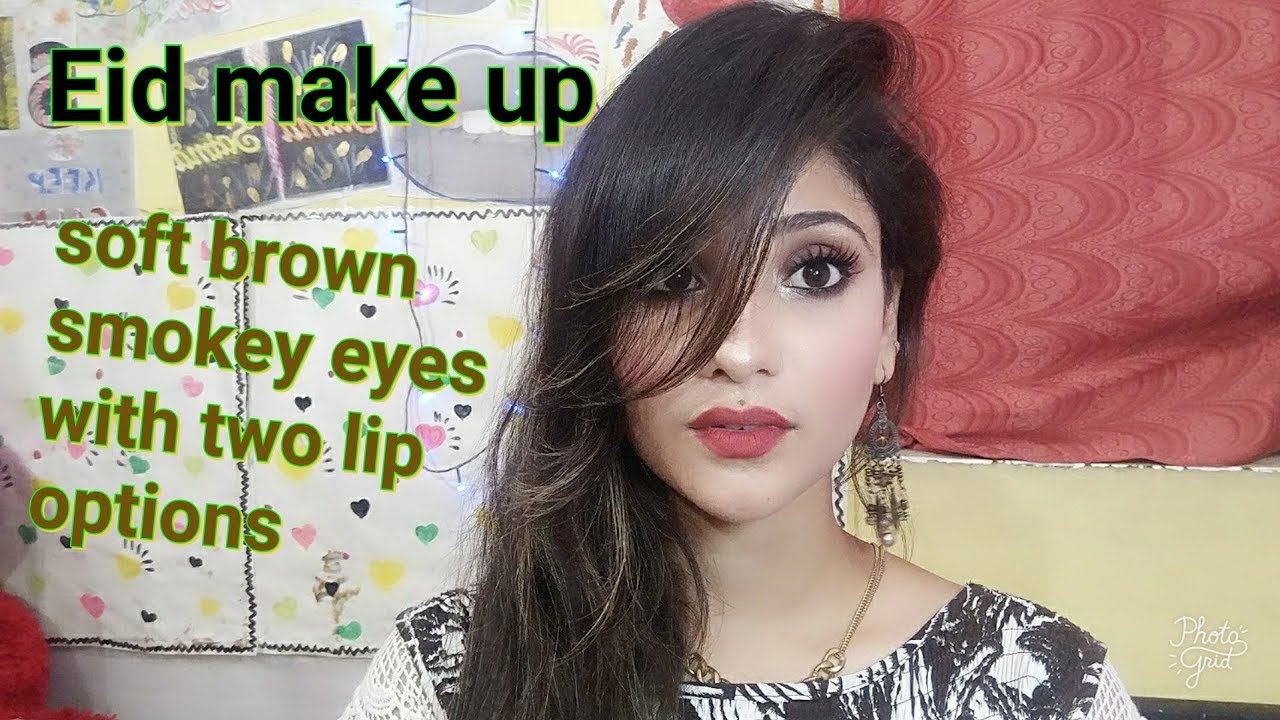 EID makeup 2017 || soft brown smokey eyes with 2 lip option || shy styles