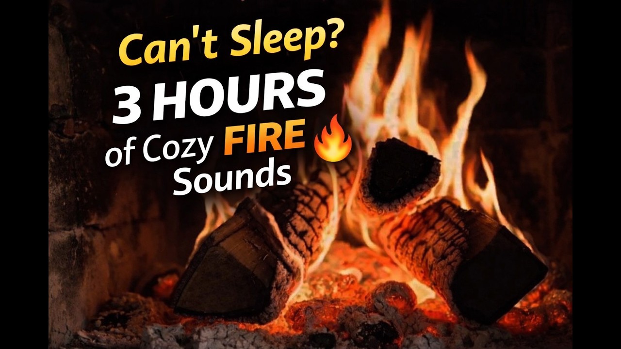 3 HOURS Cozy Fireplace 🔥 ASMR Crackling Fire Sounds for Deep Sleep & Relaxation (4K)