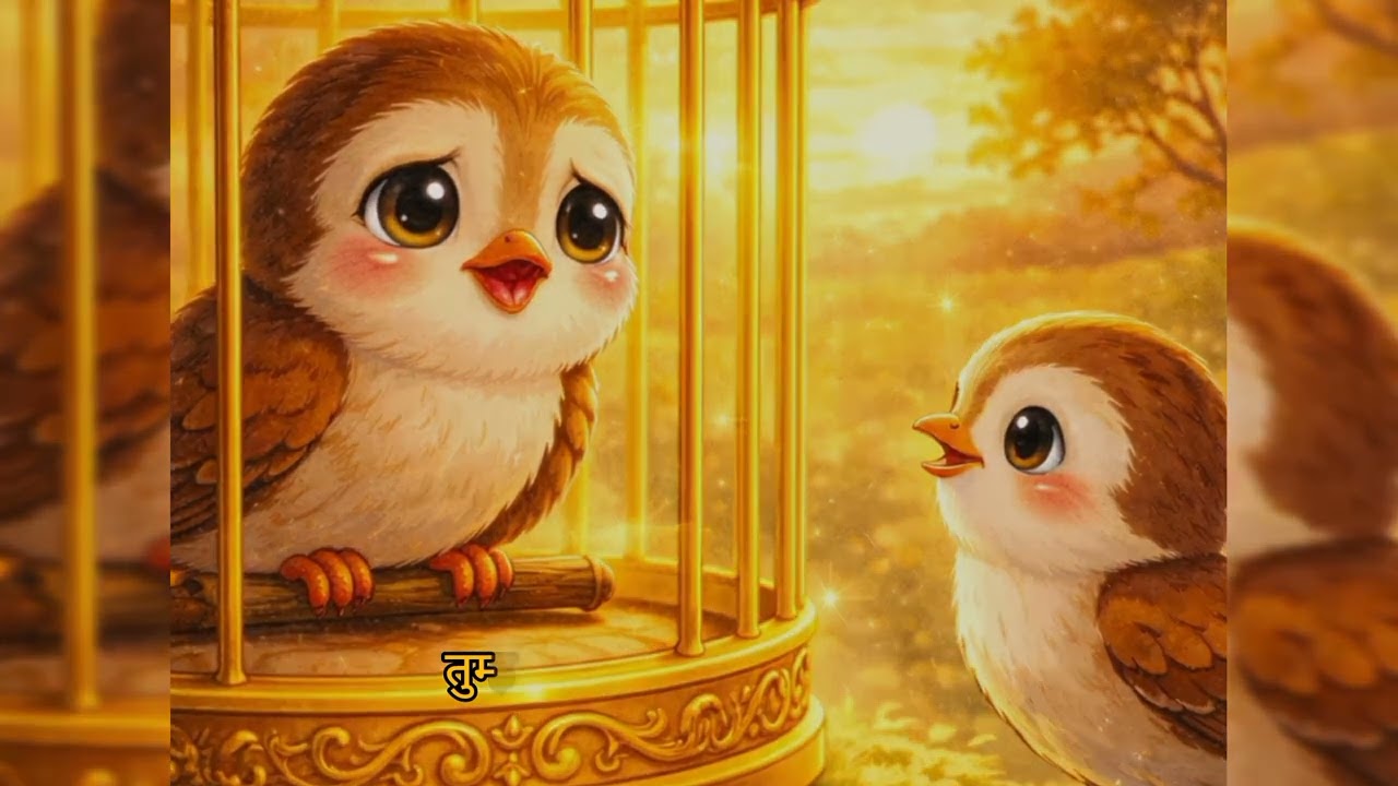 चिड़िया और सुनहरी पिंजरी 🐦 | असली खुशी क्या है? | Hindi Moral Story for Kids#moralstory #animalstory