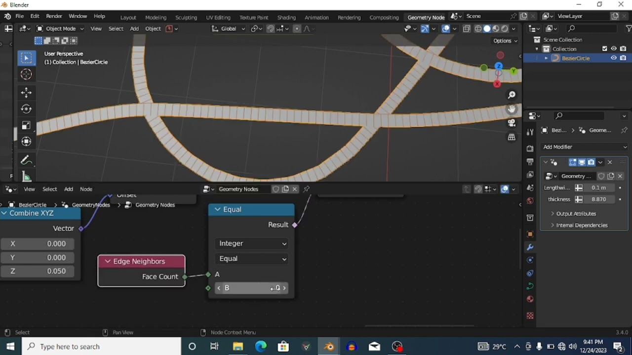 pathway intersections manipulation in blender's geometry nodes