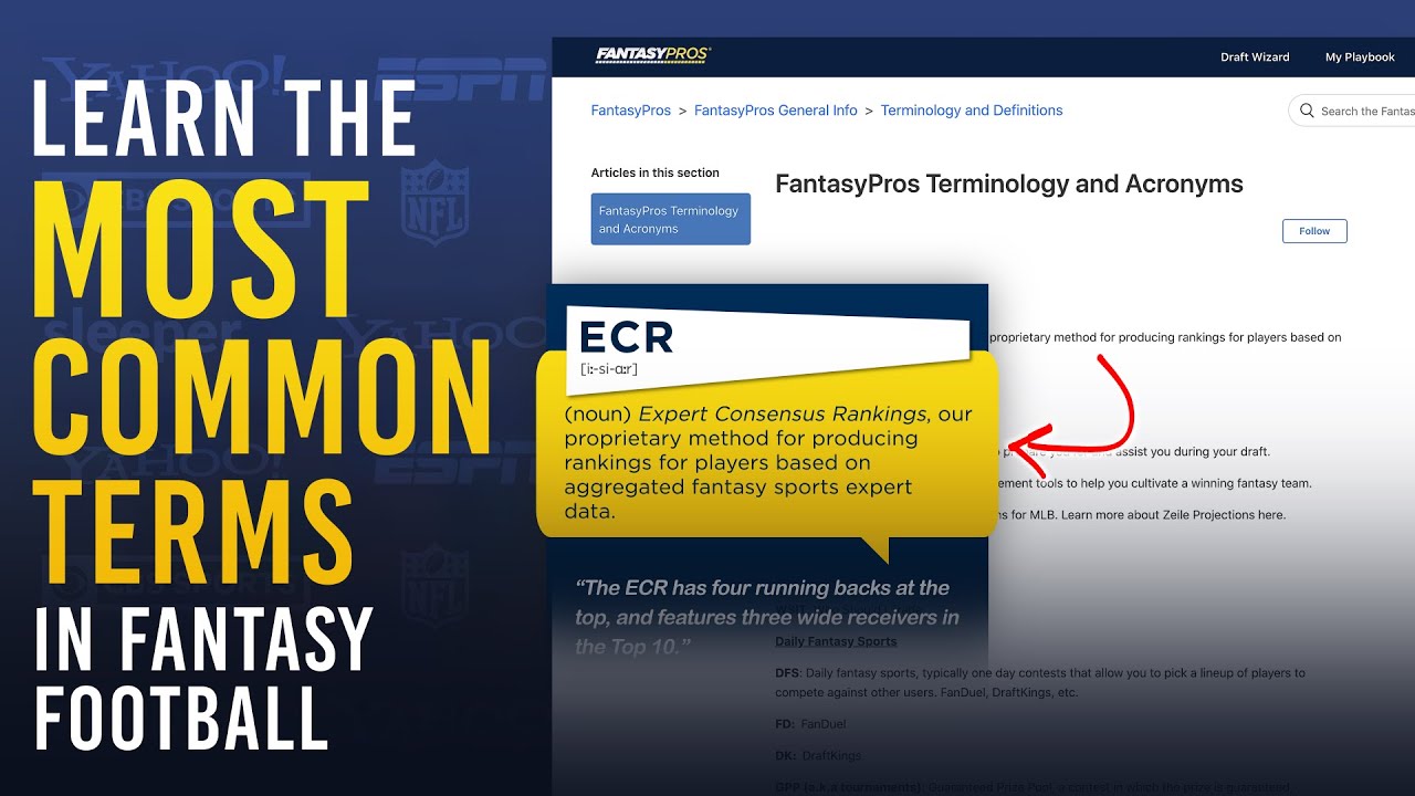 Fantasy Football Glossary and Commonly Used Terms: ECR, ADP, Value Drafting & More (2020)