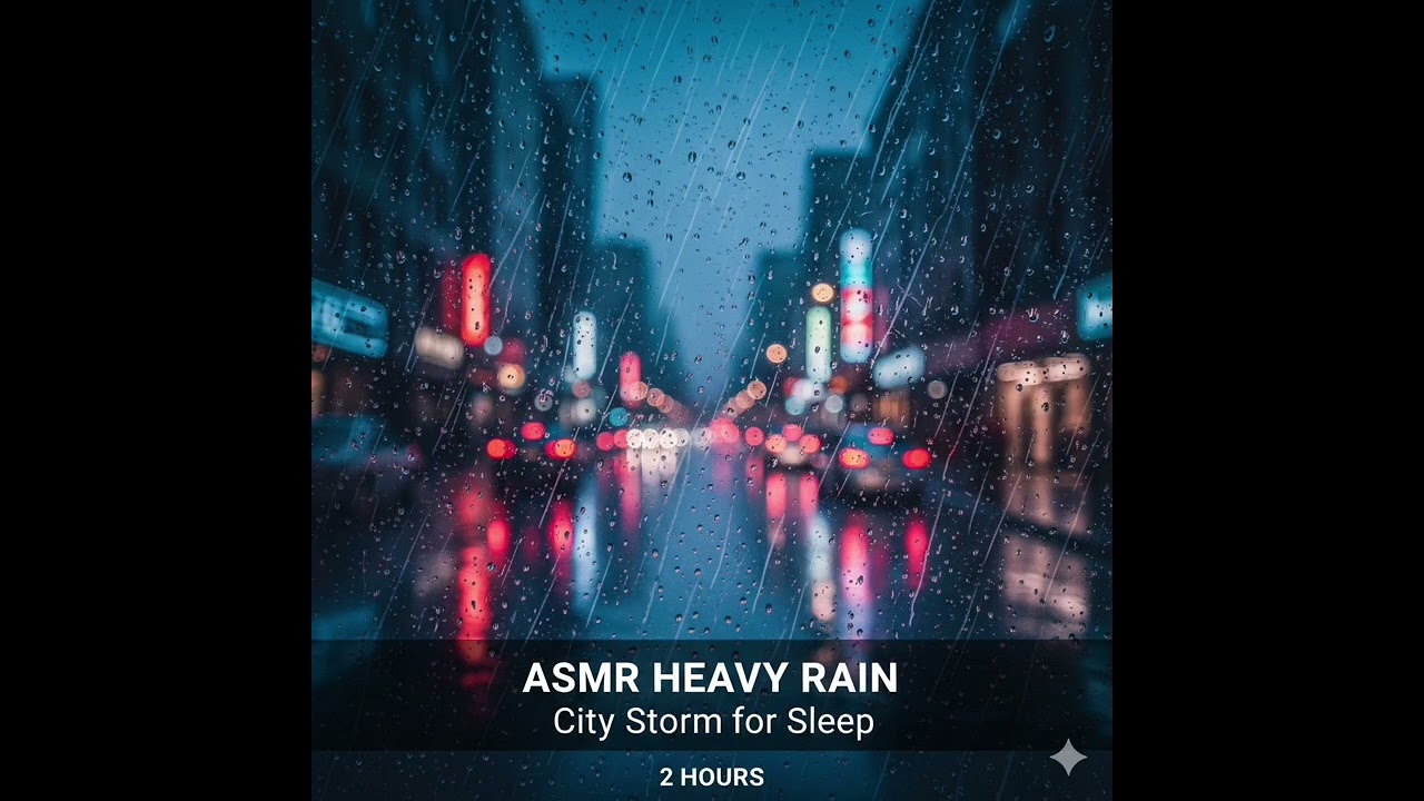 ASMR Night City Rain 2 Hours - Heavy Rain on Window Sounds for Sleeping, Studying & Anxiety Relief