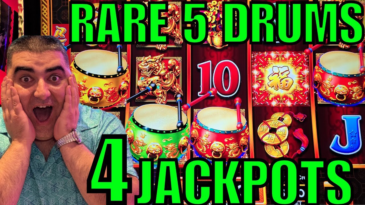 Super Rare 5 DRUMS Bonus & 3 HANDPAY JACKPOTS