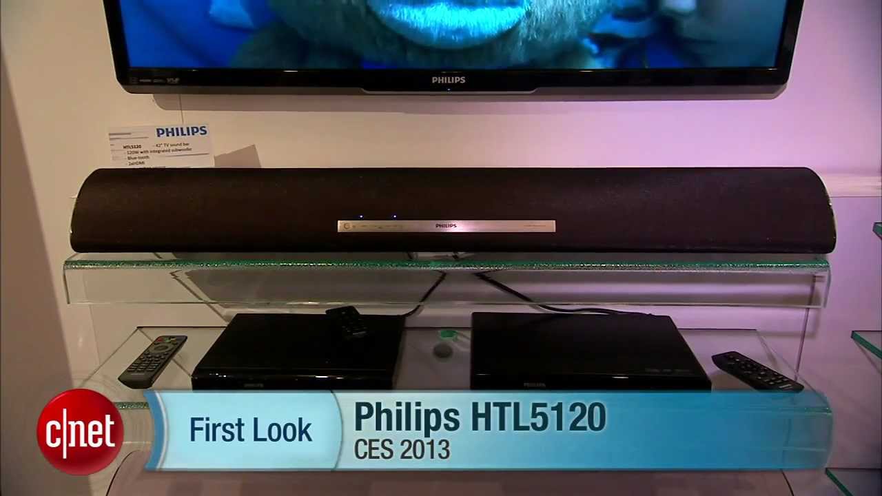 The Philips HTL5120 sound bar has an integrated subwoofer