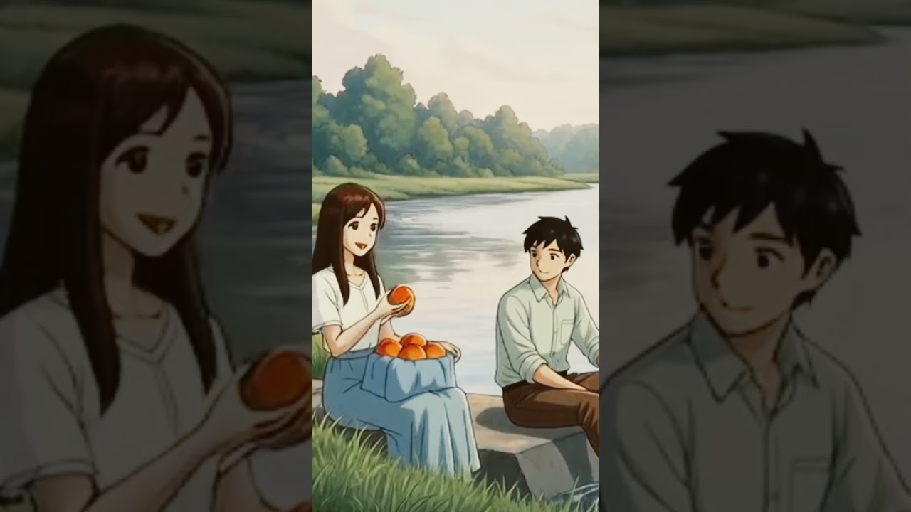 Sharing Peaches Under a Pink Sky | Cozy Storybook Animation     #asmr #lovestory #calm  #ghibiliart