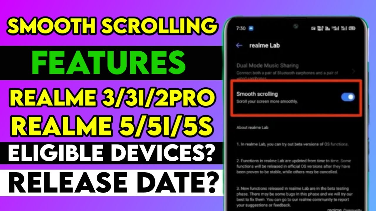 Realme Smooth Scrolling Features in Realme c2/3/3i/5/5i/5s/2pro | Realme UI Smooth Scrolling Feature
