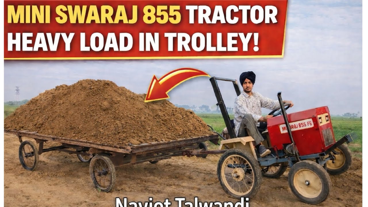 Mini Swaraj 855 heavy load in trolley #minitractor #viral #tranding #powertest 