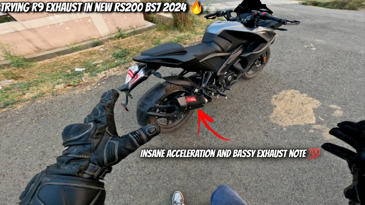 Trying r9 exhaust in new bajaj pulsar rs200 bs7 2024| Insane acceleration 🚀