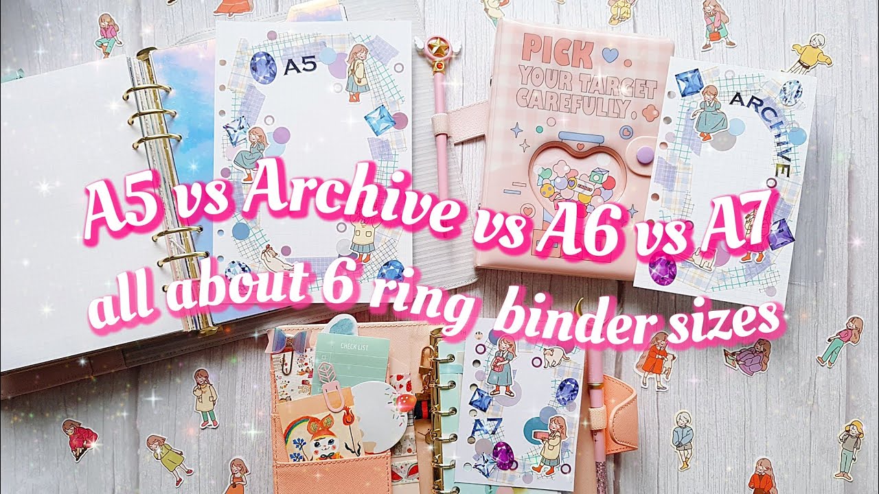 6 ring binder journal size guide/A5, Archive, A6, A7/Creative Journaling/Kawaii Journal with me