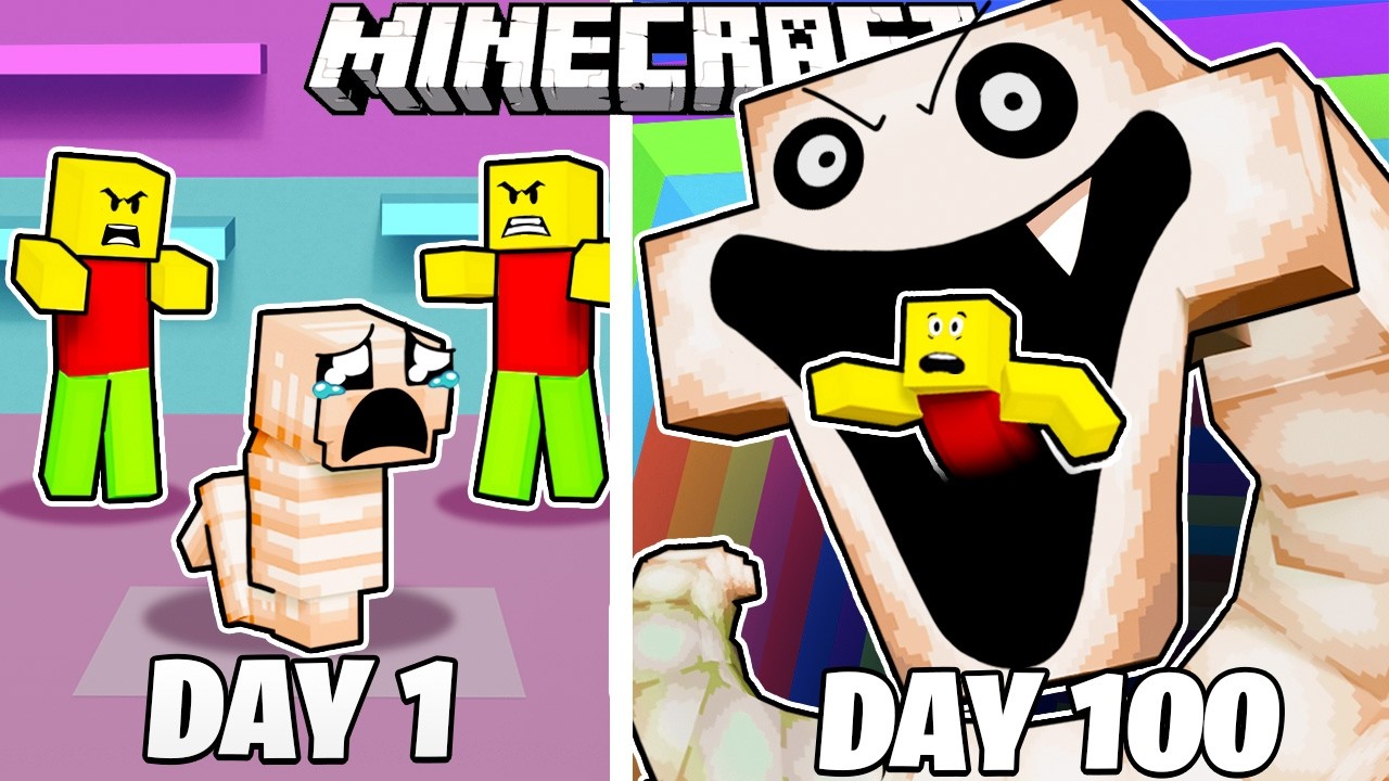 I Survived 100 Days as HUNGRY WORM in Minecraft!