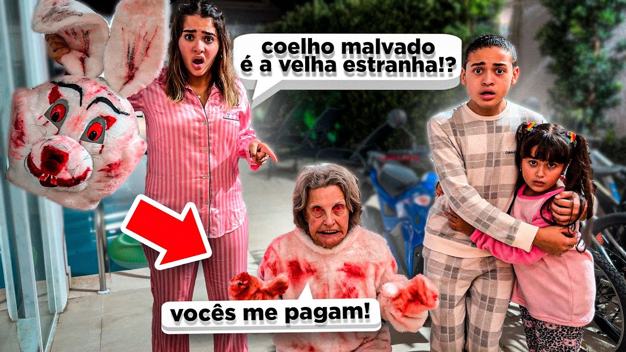 TIRAMOS A MASCARA DO COELHO MALVADO! É A VELHA ESTRANHA !!!