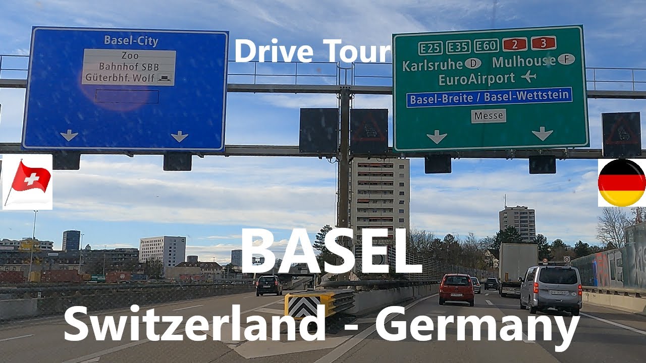 DRIVING IN SWISS: Via Basel to Germany per A2 / E35 - A5 in Deutschland