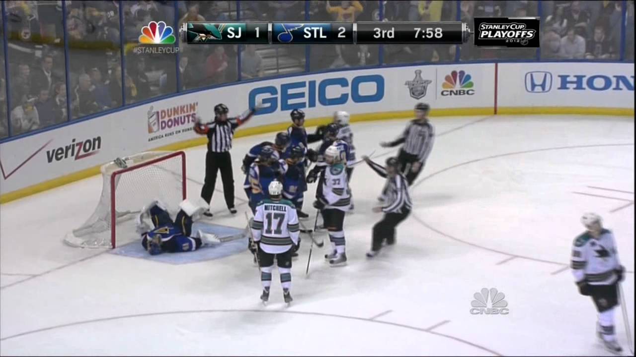 Jaroslav Halak saves, 3rd period. San Jose Sharks vs St. Louis Blues 4/12/12 NHL Hockey