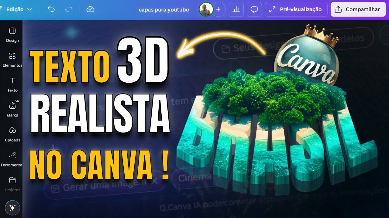 Como Criar Texto 3D no Canva (Efeito 3D Realista Passo a Passo)