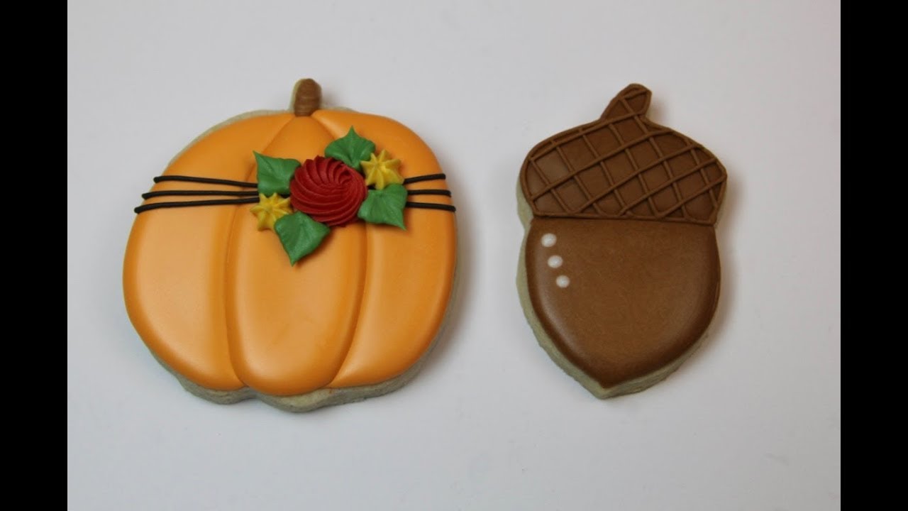 Pumpkin and Acorn Decorated Sugar Cookies