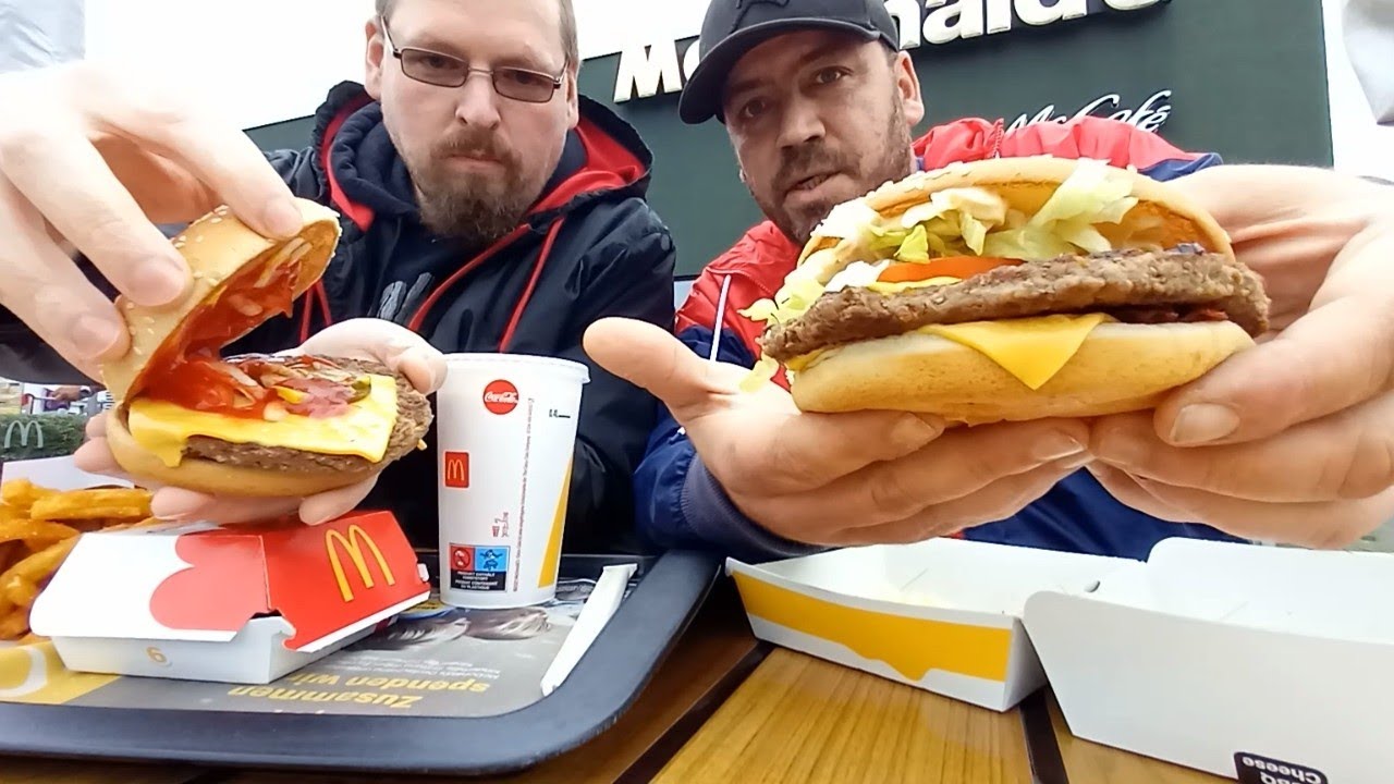 Mc.Donald's/Big Tasty Bacon,Spicy Nuggets Hamburg Royal Käse und Curly Fries zum Mittag essen