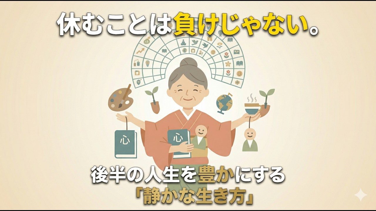 休むことは負けじゃない。後半の人生を豊かにする「静かな生き方」 #人生後半 #50代 #60代 #生き方 #心穏やかに #手放す #承認欲求 #セカンドライフ #心の処方箋 #終活 #名言