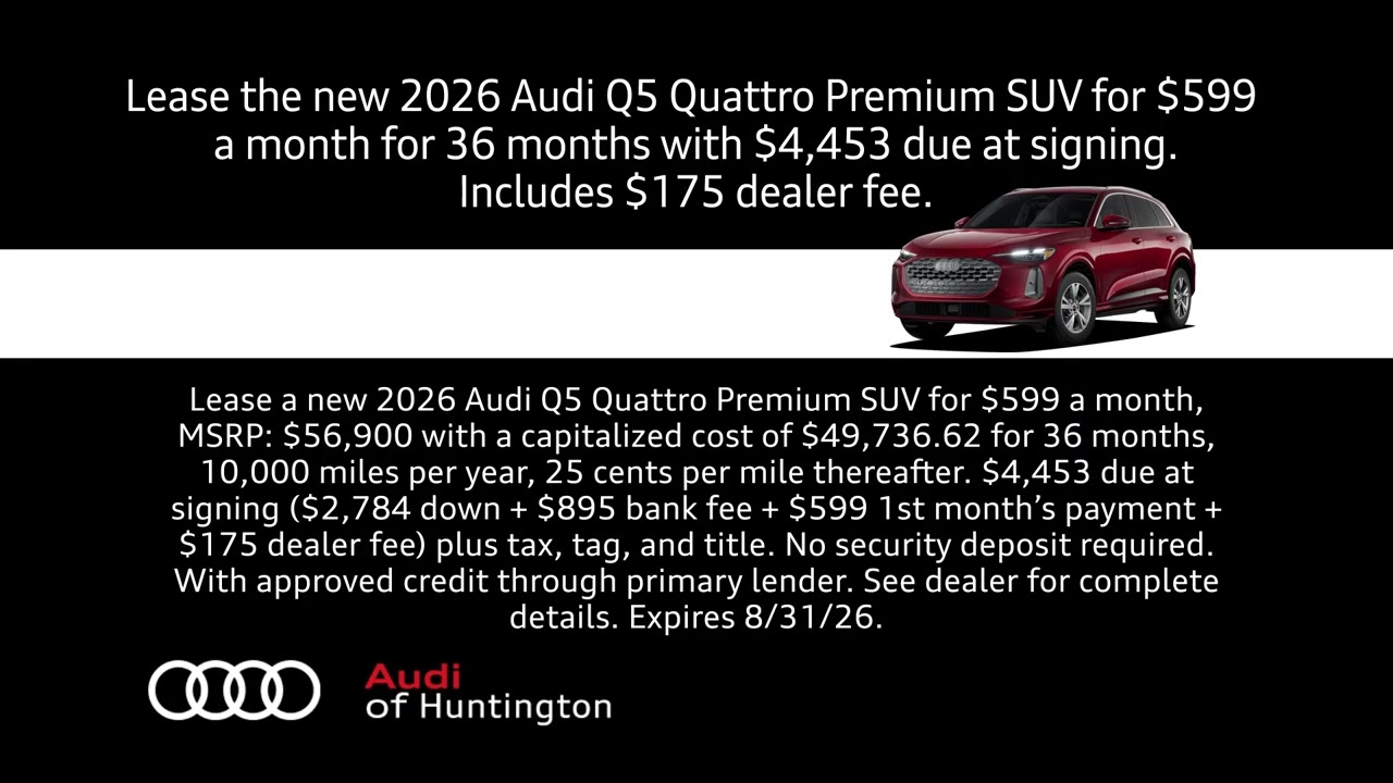 New 2026 Audi Q5 quattro&reg; Premium SUV Summer of Audi Lease Offer