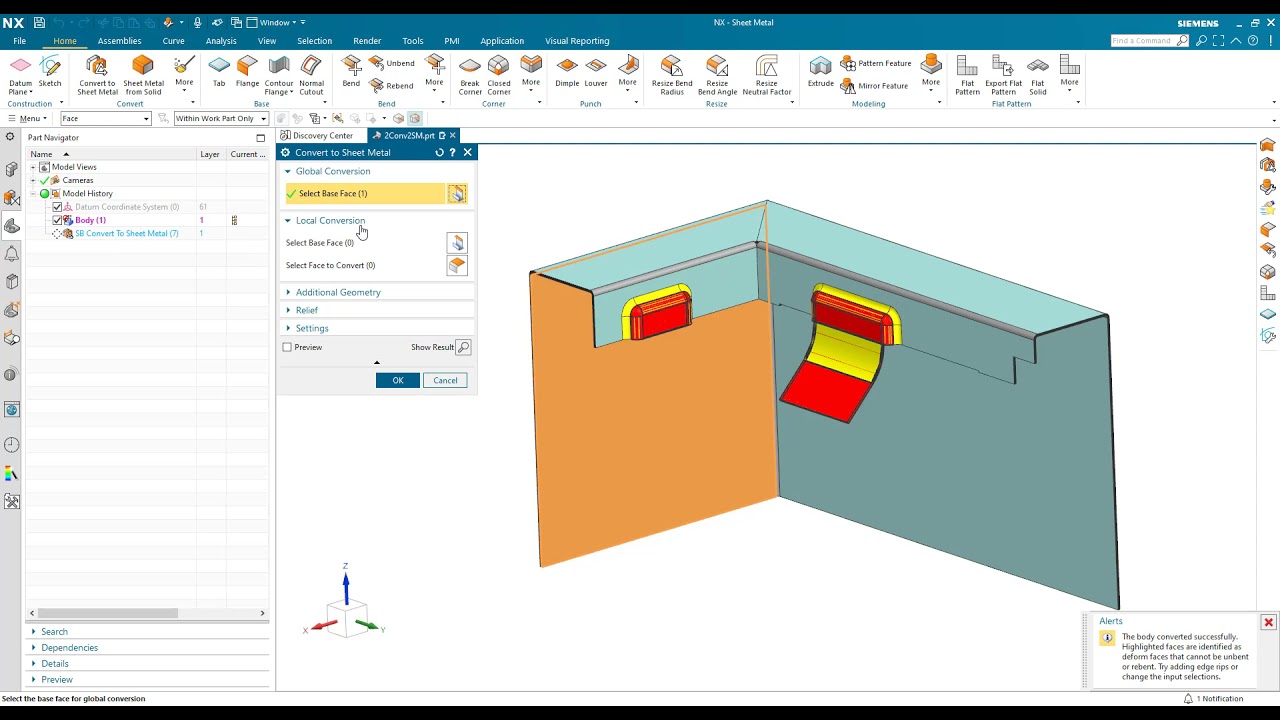 Siemens NX Sheet Metal: Convert to Sheet Metal updates in NX12
