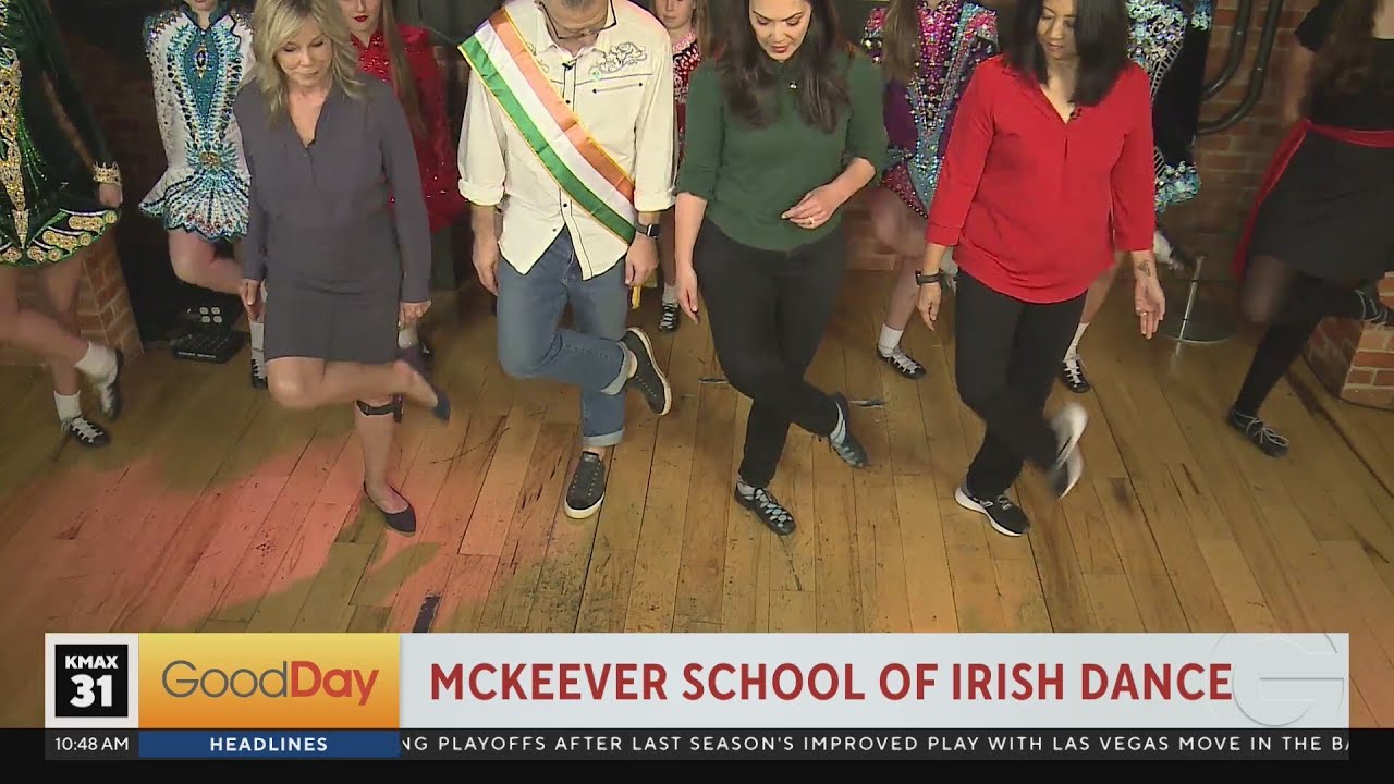 The anchors show off some fancy footwork with McKeever School of Irish Dance!