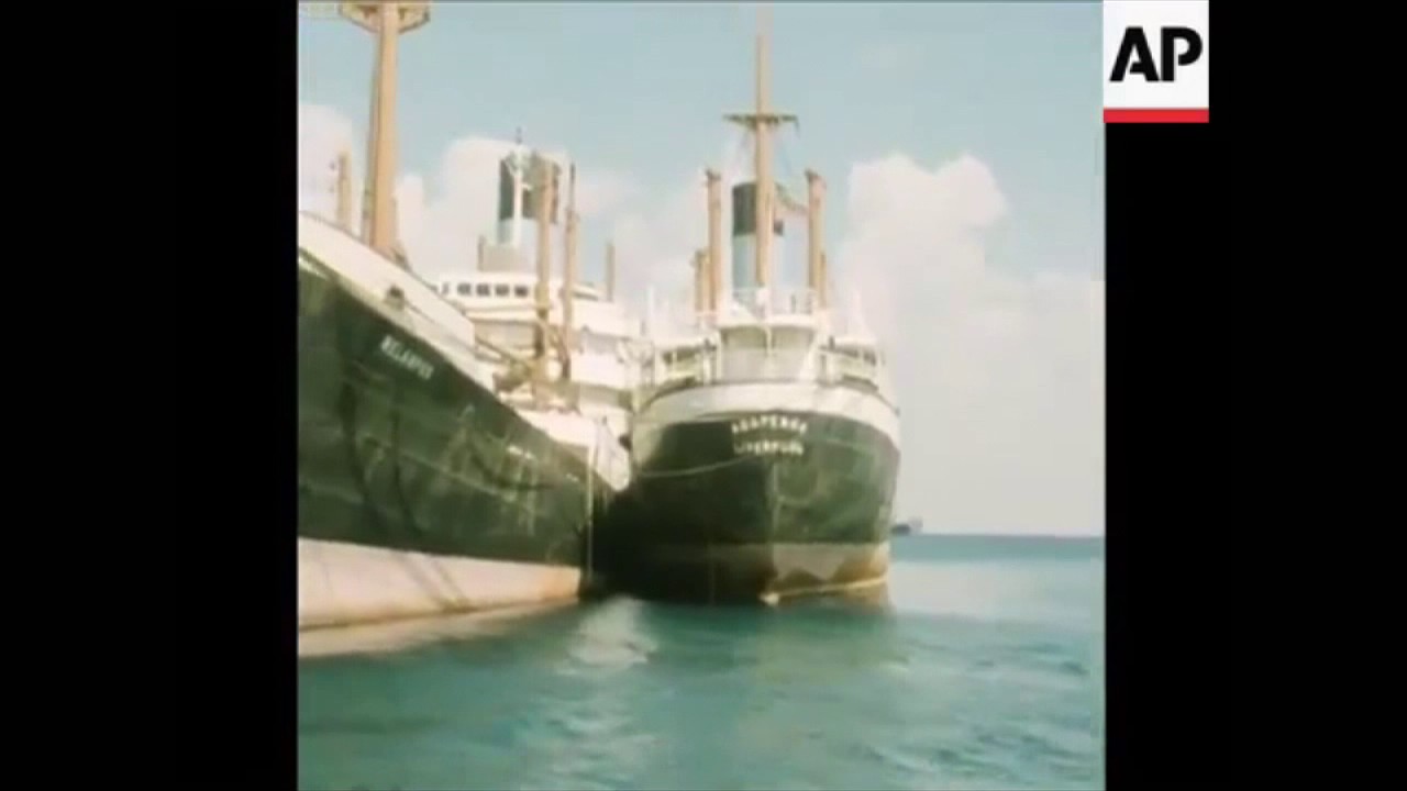 The Yellow Fleet trapped in the Suez Canal Bitter Lakes 1967