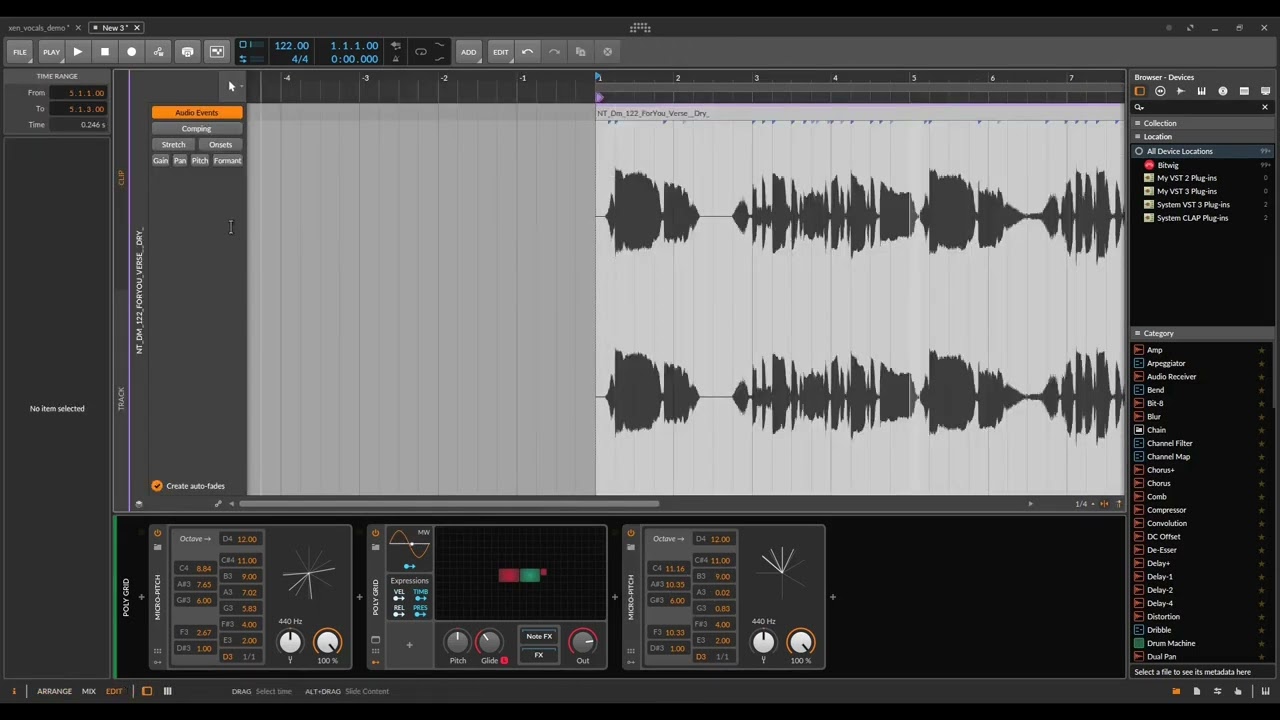 How to microtune vocals in Bitwig
